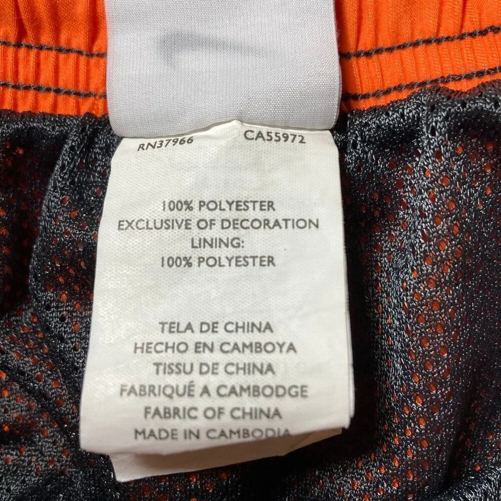 Nike Men's Swim Shorts Dark Gray with Orange Trim Pockets Mesh Liner, Size Large